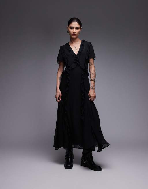 Allsaints Mari maxi dress in black - BLACK