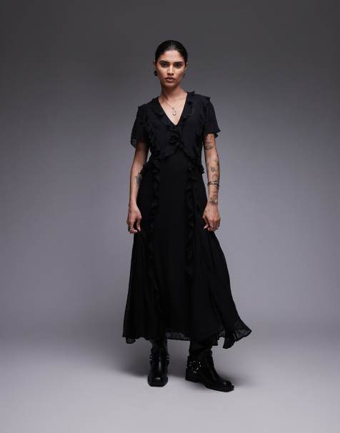AllSaints Mari maxi dress in black - view 1
