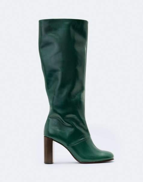 AllSaints Marisa bota alta en verde botella - view 1