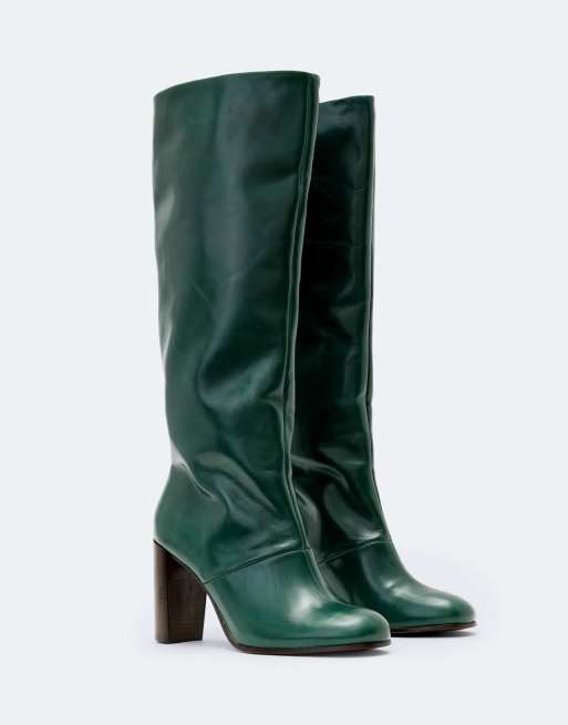 AllSaints Marisa bota alta en verde botella, 2 de 4