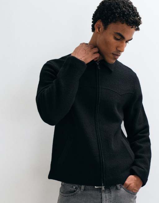 AllSaints Marko giacca in maglia con zip nera, 4 di 5