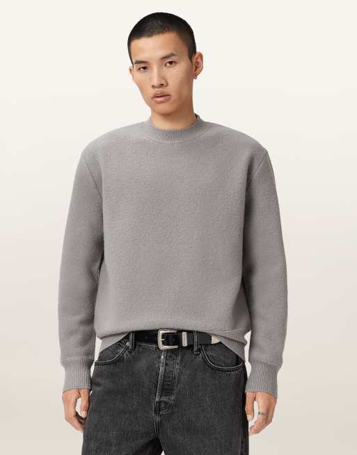 AllSaints – Marko – Sweatshirt in Henge-Grau mit Rundhalsausschnitt