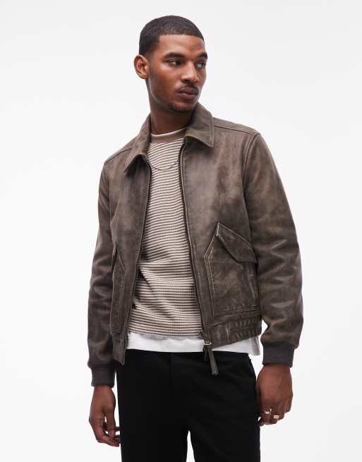 AllSaints – Marland – Zapinana na zamek kurtka typu aviator w spranym czarnym kolorze