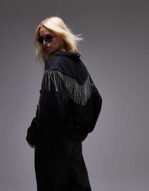 AllSaints Marlene embellished jacket in black | ASOS