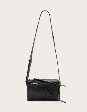 AllSaints Marlo leather wallet cross body bag in black