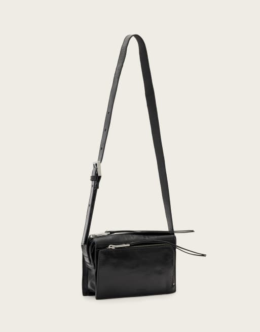 AllSaints Marlo leather wallet cross-body bag in black, 3 of 4