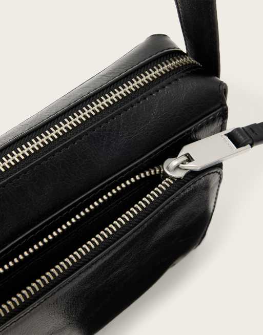 AllSaints Marlo leather wallet cross-body bag in black, 4 of 4