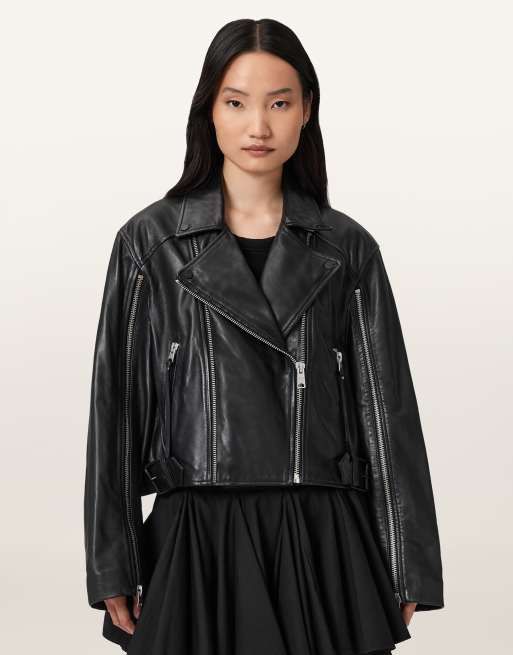 AllSaints – Masone – Bikerjacke in Schwarz