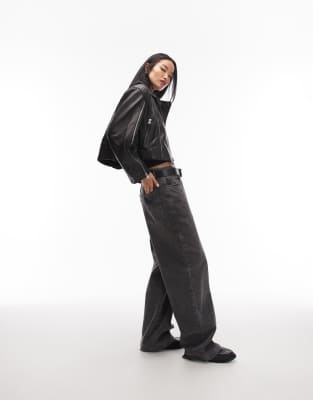 Allsaints Masone Leather Moto Jacket In Black