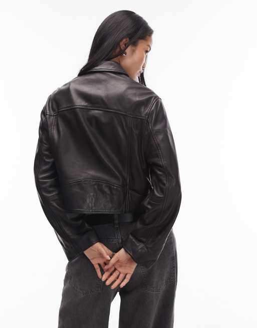 AllSaints - Masone - Leren bikerjack in zwart , 4 van 4