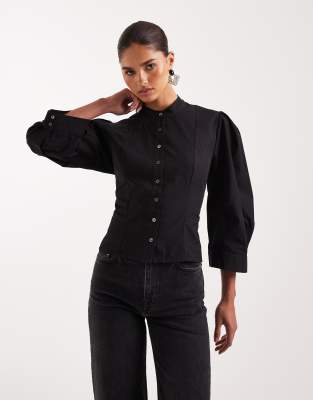 Allsaints Maud Lace Up Shirt In Black