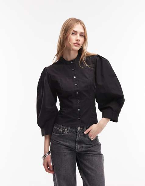 AllSaints - Maud - Overhemd met veters in zwart - view 1