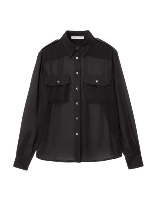 AllSaints Maven Military-Hemd in transparentem Schwarz, 2 von 6