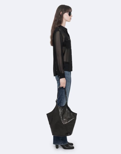 AllSaints Maven Military-Hemd in transparentem Schwarz, 6 von 6