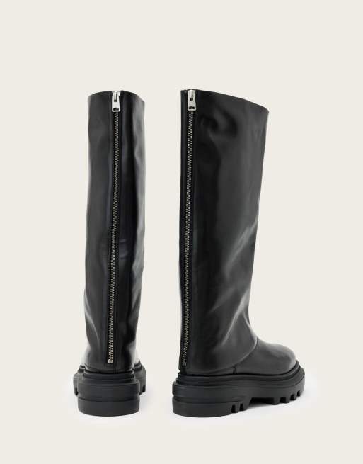 AllSaints – Maxie – Kniehohe Lederstiefel in Schwarz, 3 von 4