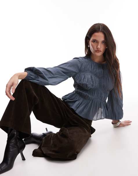Allsaints Melani top in blue - MBLUE - view 1