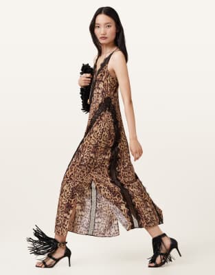 AllSaints - Melia- Kleid in Evia-Goldbraun