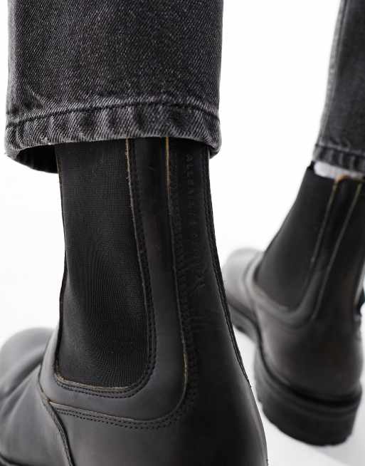 All Saints Melos Ankle Chelsea Boots Mens Size 12 Black Leather Stretch MZ002Z AllSaints Melos leather chelsea boots in dark brown | ASOS main image 4