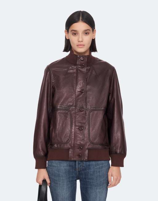 AllSaints Memphis Jacke in Oxblood-Rot, 4 von 6