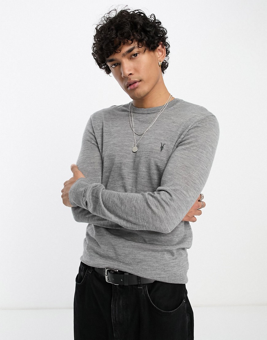 Allsaints Merino Crew Sweater In Gray