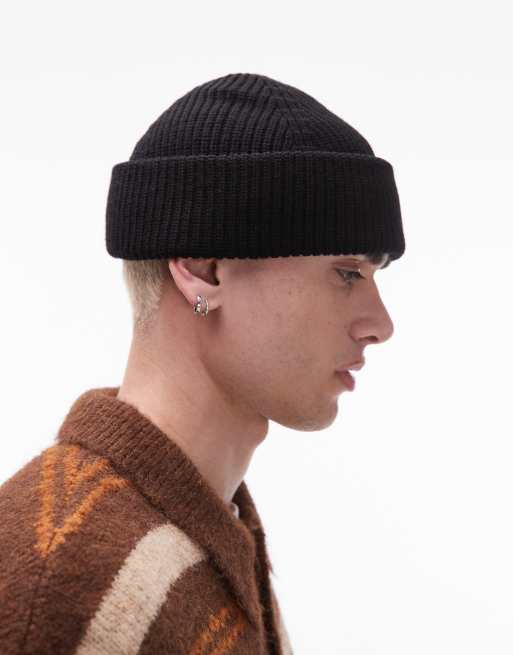AllSaints merino wool fisherman beanie in black ASOS