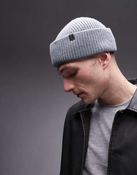 AllSaints merino wool fisherman beanie in gray - view 1