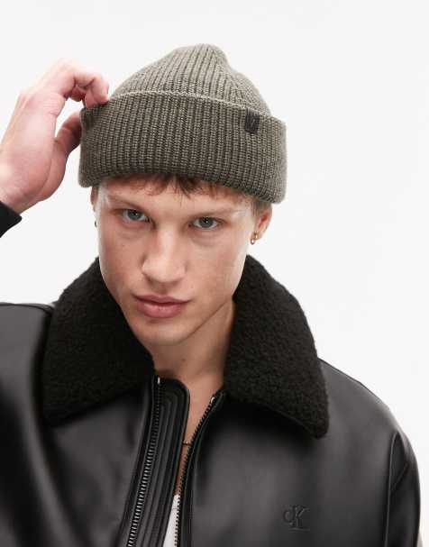 AllSaints merino wool fisherman beanie in green - view 1