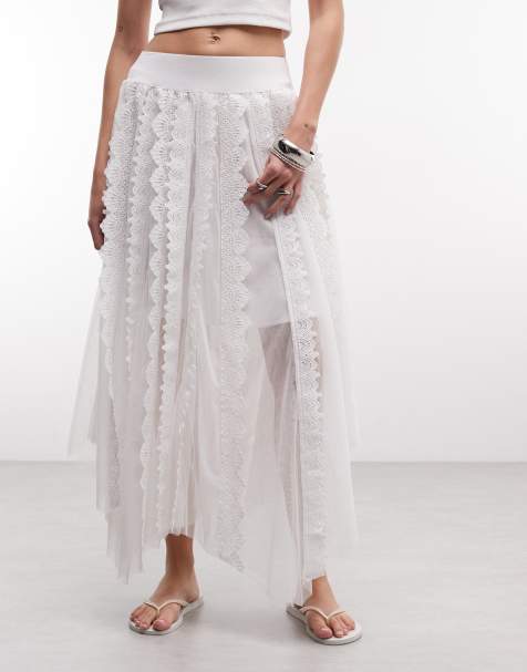 AllSaints mesh applique co-ord in white - view 1