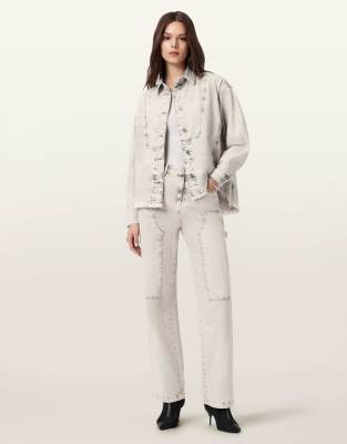 AllSaints - Mia - Jeans in Schneegrau mit Glitzer