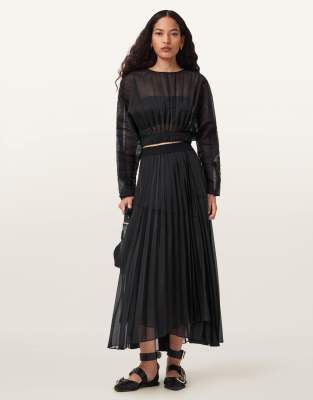 AllSaints - Micaela - Plissierter Rock in Schwarz