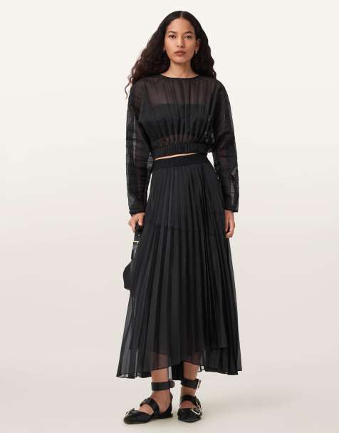 AllSaints – Micaela – Plissierter Rock in Schwarz - view 1