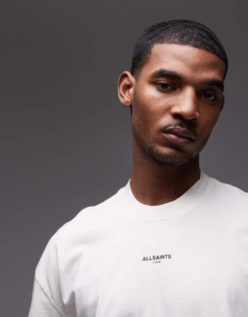 AllSaints – Mikro – T-Shirt in Weiß mit mittigem Logo, 5 von 5