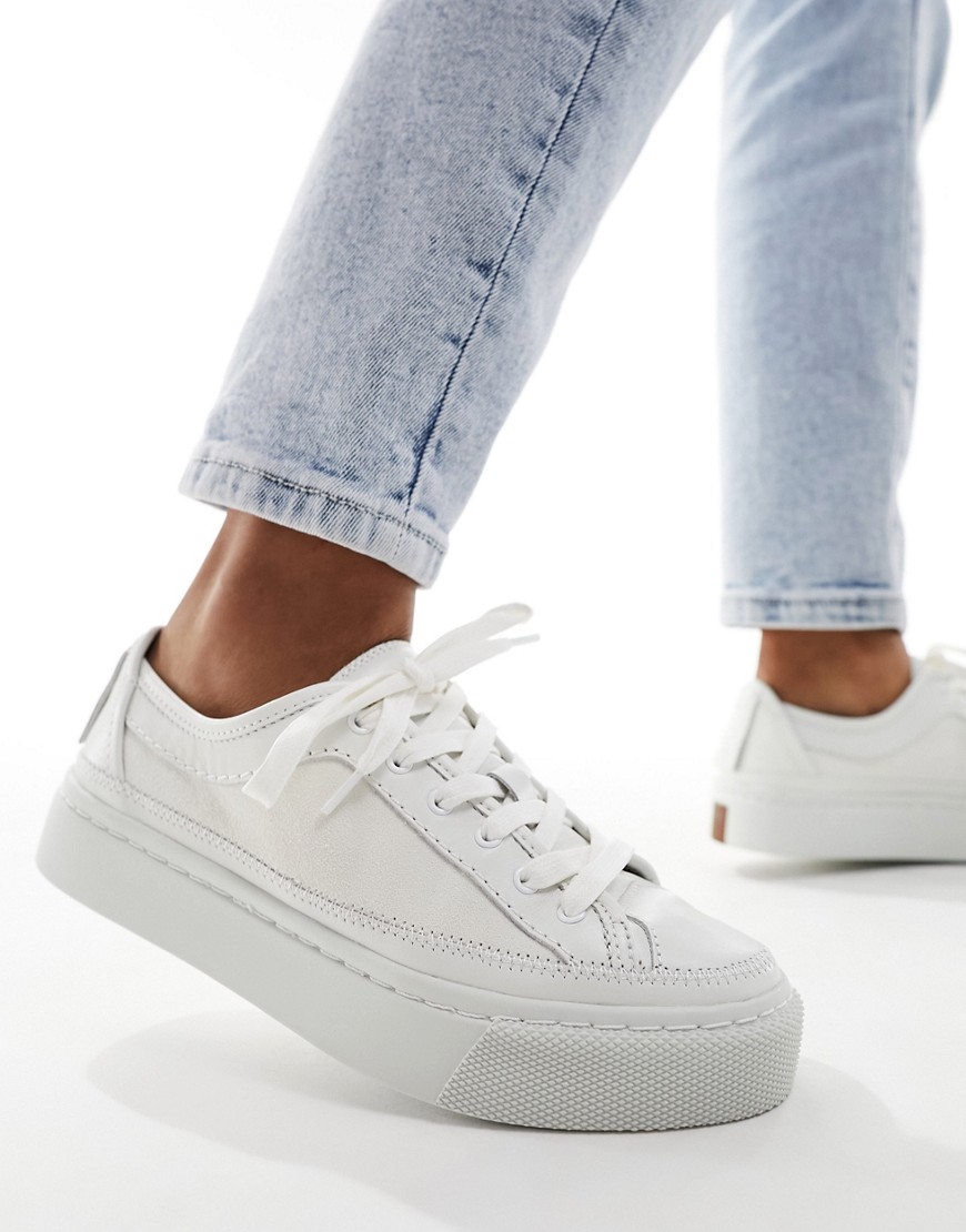 Allsaints Milla Leather Chunky Sole Sneakers In White