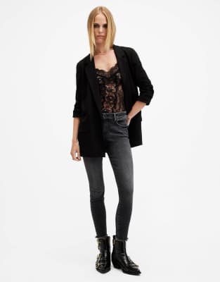 AllSaints - Miller - Push-up-Jeans in verwaschenem Schwarz