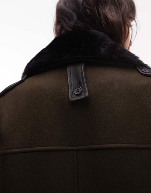 AllSaints - Millie - Manteau élégant style militaire avec col détachable - Kaki, 4 de 4