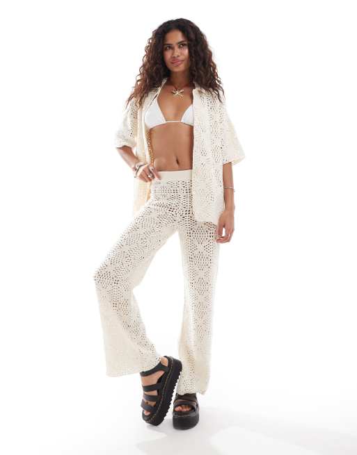 AllSaints Milly crochet shirt in ecru white (part of a set), 4 of 4