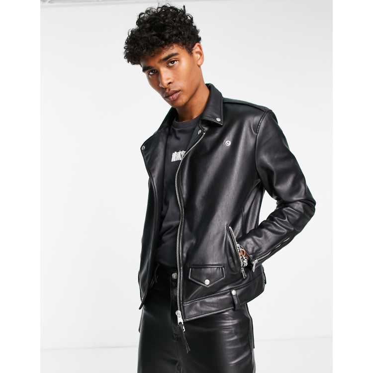 GUESS Women's Quilted FauxLeather Moto Jacket Black XS Extra Small