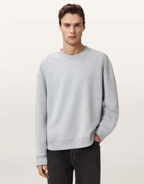 AllSaints – Milo – Sweatshirt in meliertem Hellgrau mit Rundhalsausschnitt - view 1
