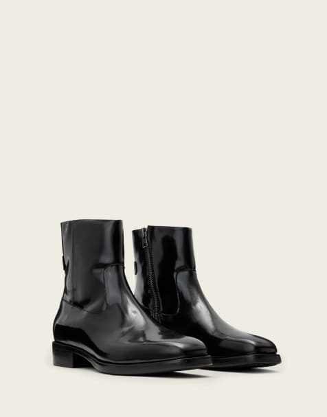 AllSaints – Milton – Stiefel in glänzendem Schwarz - view 1