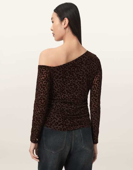 AllSaints Mimi Oberteil in Braun mit Flockprint, 6 von 6