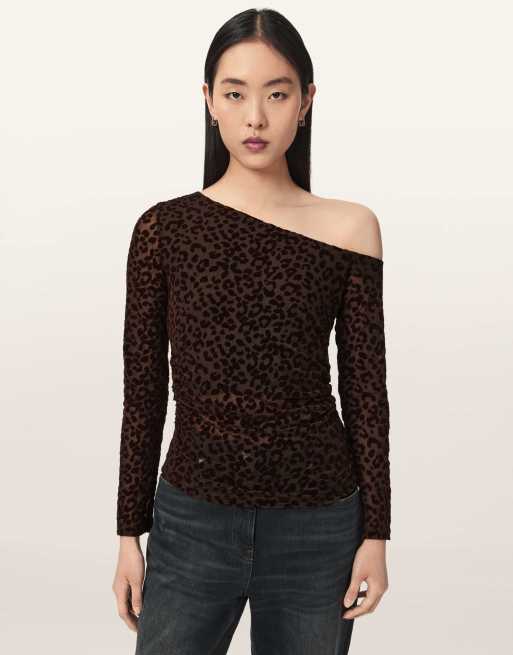AllSaints - Mimi - Top floqué - Marron, 4 de 6