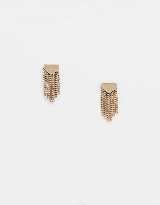 AllSaints mini fringe stud earrings in gold
