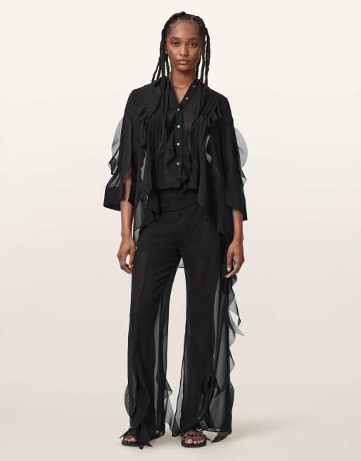 AllSaints Minna overhemd in zwart, 5 van 7
