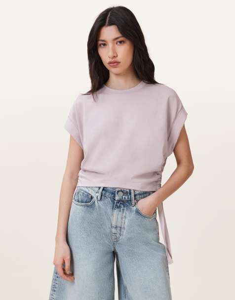 AllSaints mira tee in lilac ash pink - view 1