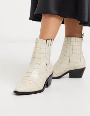 croc leather ankle boots