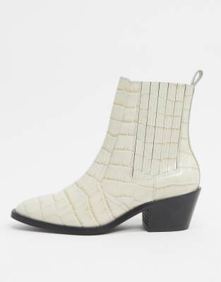 croc leather ankle boots