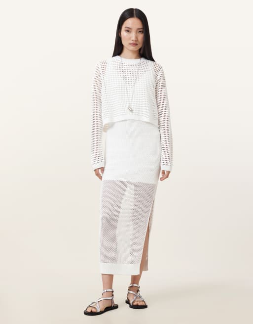 AllSaints – Miro – Kleid in Kreideweiß