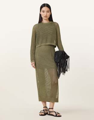 AllSaints - Miro - Kleid in Tannengrün