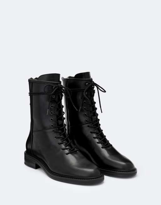 AllSaints Misty leather lace up boots in black, 2 of 4