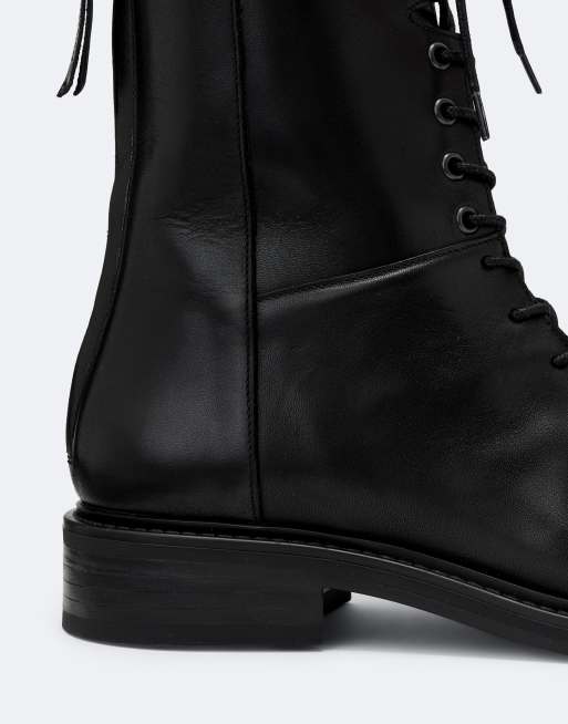 AllSaints Misty leather lace up boots in black, 3 of 4